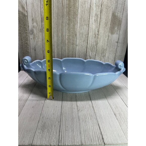 Vintage Abingdon Art Pottery Console Bowl Centerpiece USA Blue 12'' Long - Picture 7 of 9